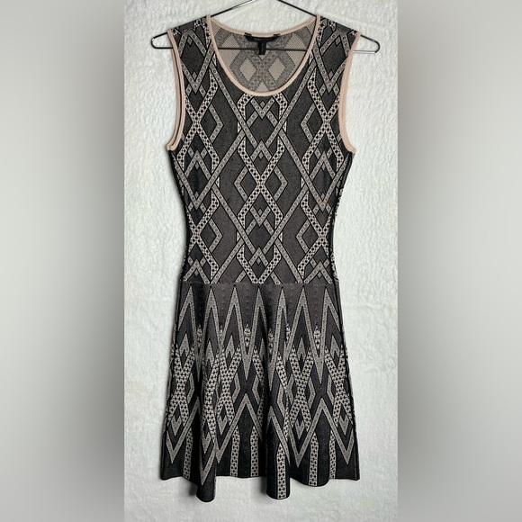 BCBGMaxAzria Black and Cream Patterned Mini Dress - Picture 1 of 9